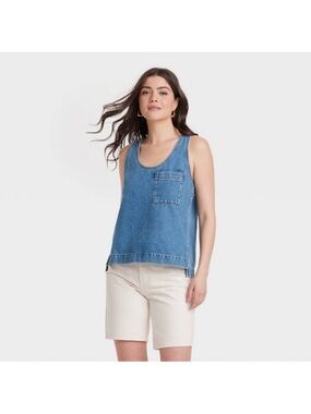 Universal Thread XXL Light Blue Denim Tank Top with Chest Pocket- NWT